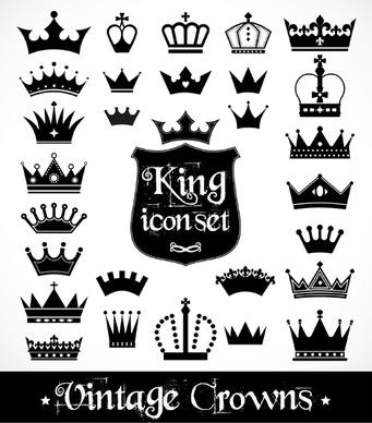 vector crown creative silhouettes set