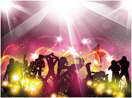 people silhouettes and party backgrounds vector