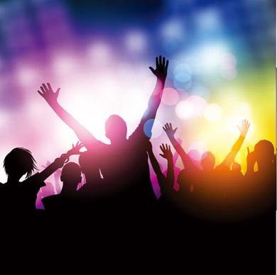 people silhouettes and party backgrounds vector