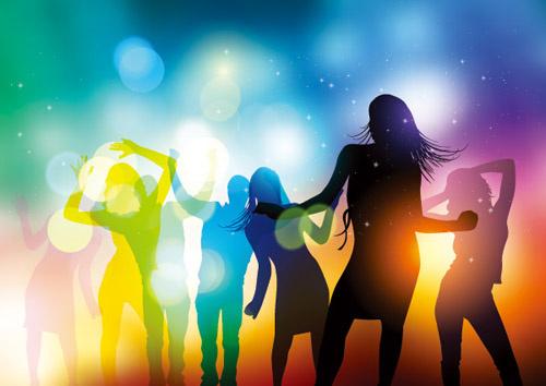 people silhouettes and party backgrounds vector