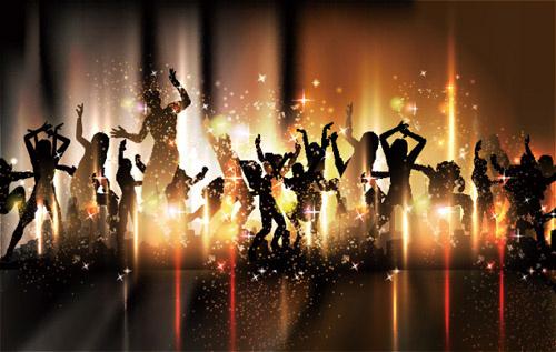 people silhouettes and party backgrounds vector