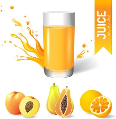 delicious juice drink design vectors