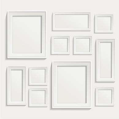 white photo frame set vector