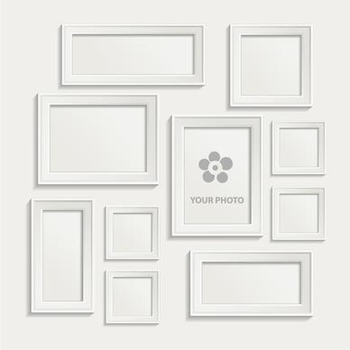 white photo frame set vector