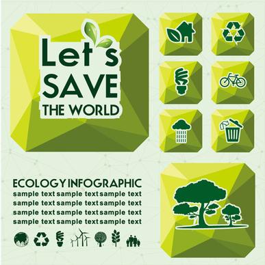 ecology with world infographic vector