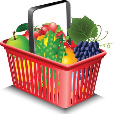 supermarkets shopping basket with food vector