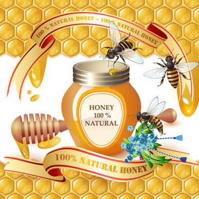 natural honey creative poster vecor