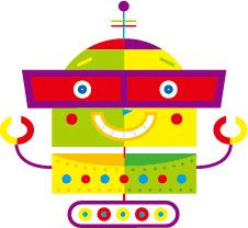 cute cartoon robot colored vector set