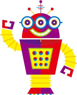 cute cartoon robot colored vector set