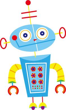 cute cartoon robot colored vector set