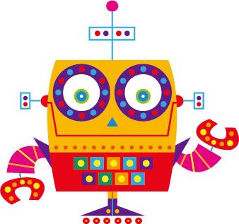 cute cartoon robot colored vector set