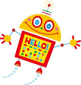 cute cartoon robot colored vector set