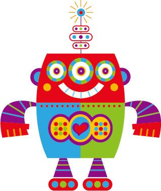 cute cartoon robot colored vector set