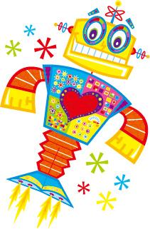 cute cartoon robot colored vector set