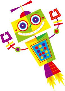 cute cartoon robot colored vector set