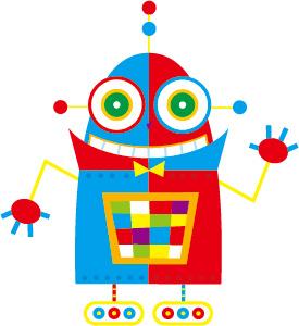 cute cartoon robot colored vector set