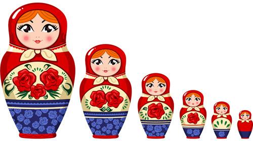 cute russian doll design vectors