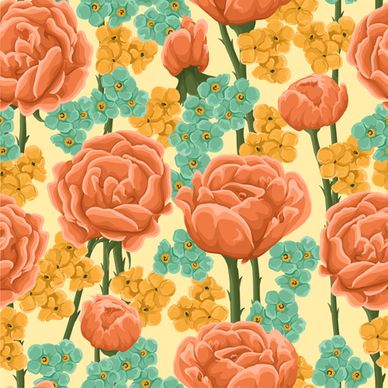 beautiful flower seamless patterns retro vector set