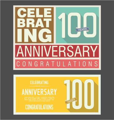 vintage anniversary cards flat styles vector