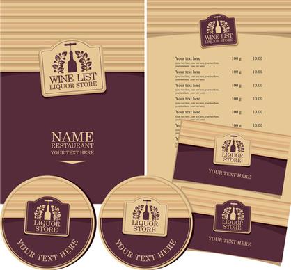 price menu wine retro vector