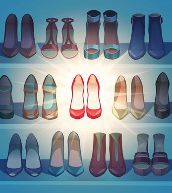 different woman shoes vector design