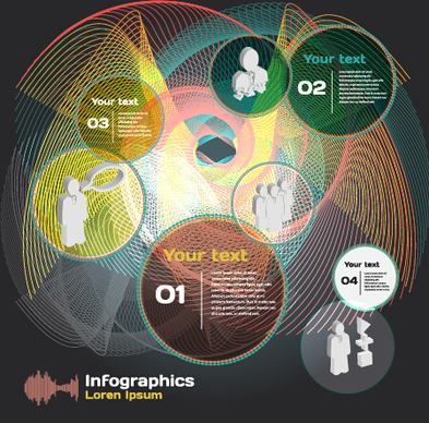 dark style infographic with diagrams vectors