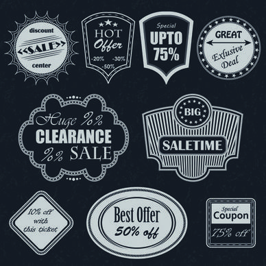 black big sale badges with labels vector