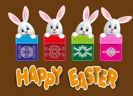 lovely rabbit with easter holiday background vector