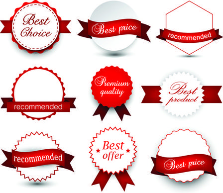 red ribbon with commodity labels vectors