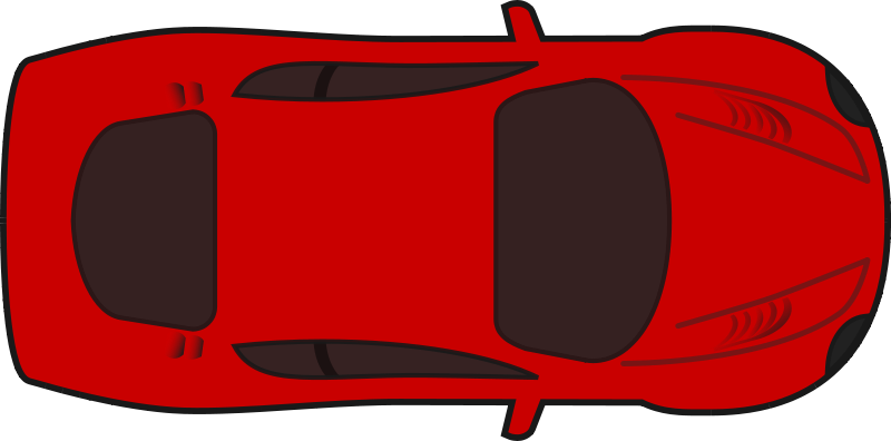 Red racing car top view