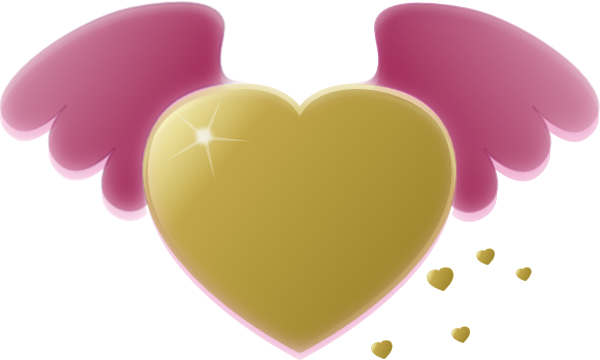 Gold Heart With Pink Wings clip art