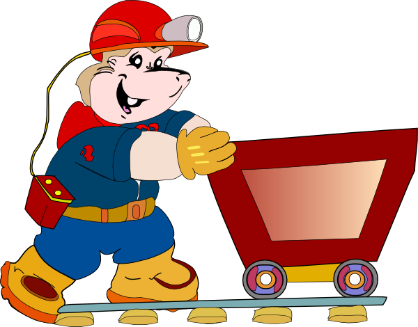 Coal Miner Pushing Cart clip art