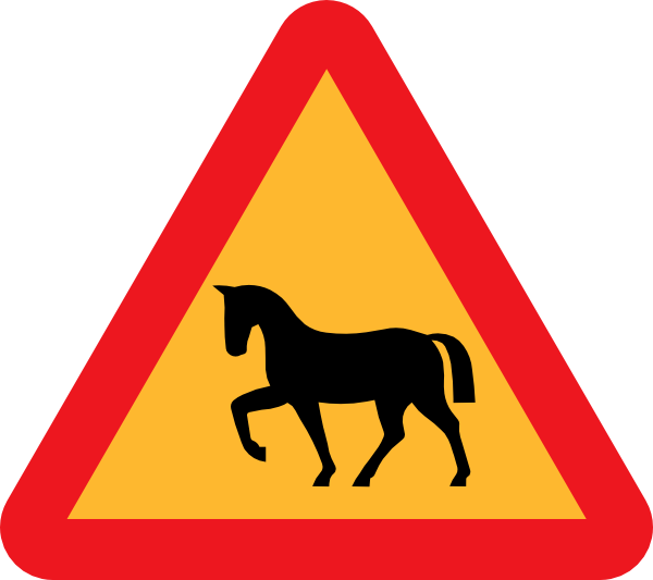 Warning Horses Road Sign clip art