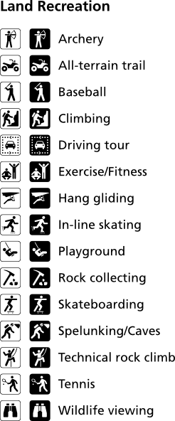 Land Recreation Symbols clip art