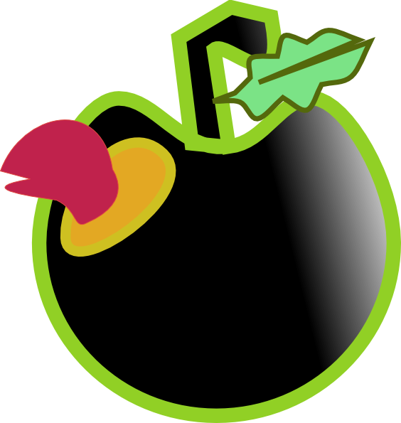 Worm And Black Apple clip art