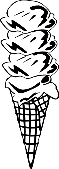 Ice Cream Cone (4 Scoop) (b And W) clip art