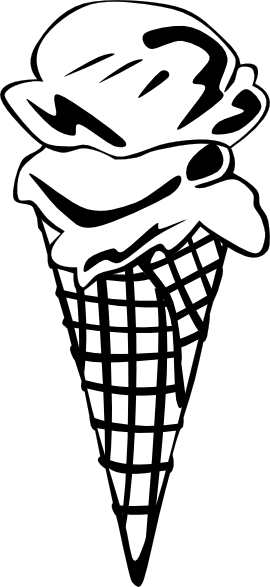 Ice Cream Cone (2 Scoop) (b And W) clip art