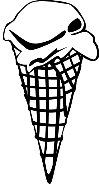 Ice Cream Cone (1 Scoop) (b And W) clip art