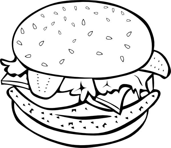 Chicken Burger (b And W) clip art