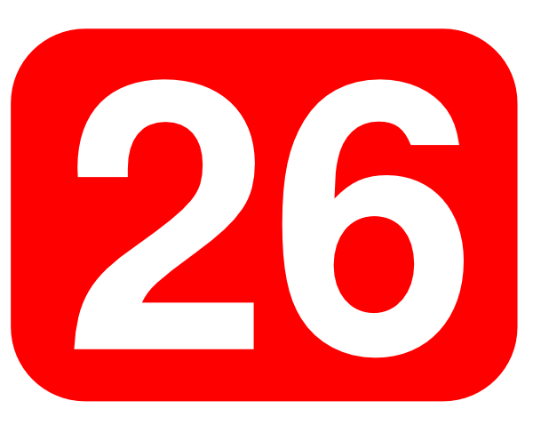 Red Rounded Rectangle With Number 26 clip art