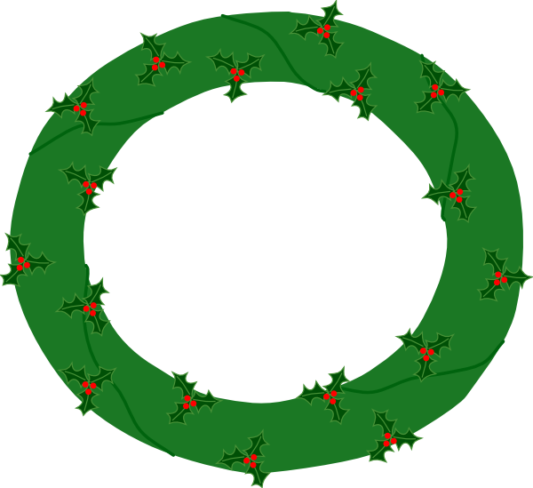 Wreath Of Evergreen, With Red Berries clip art