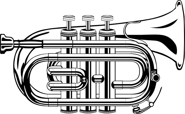 Pocket Trumpet B Flat (b And W) clip art