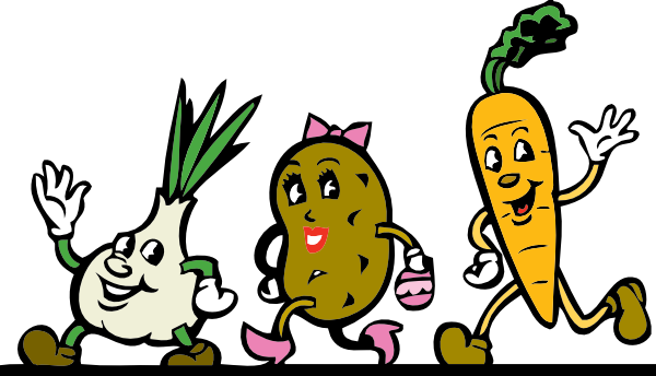 Cartoon Veggies Running clip art