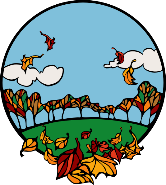 Fall Scene In A Circle clip art