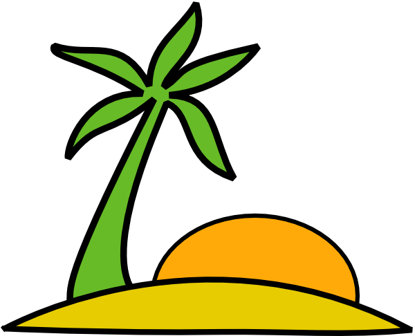 Island, Palm, And The Sun clip art