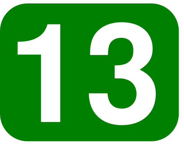 Green Rounded Rectangle With Number 13 clip art