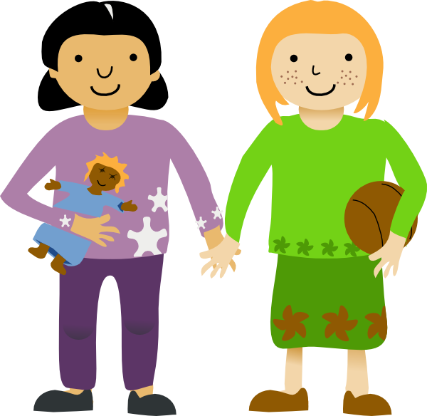 Two Little Girls clip art