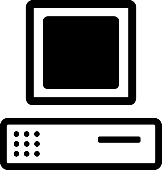 B W Cartoon Computer Base Monitor clip art