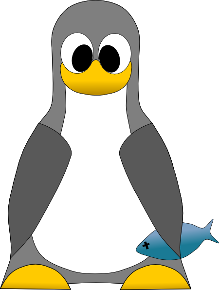 Tux With Fish clip art