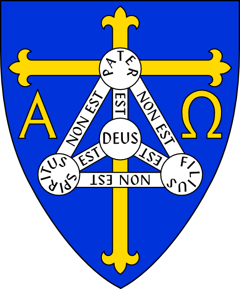 Coat Of Arms Of Anglican Diocese Of TrinidadIncludes Christian Symbols Of Cross, Alpha And Omega, And Shield Of Trinity clip art